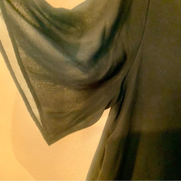 NEW Banana Republic Blouse SP Small Petite Black Sheer Layer over Modal Lining - Picture 10 of 13
